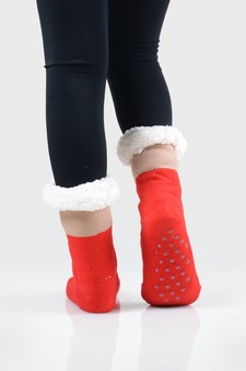 Women's Non-slip Faux Sherpa Christmas Slipper Socks style 17
