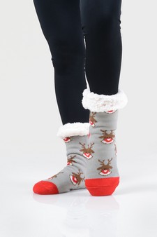 Women's Non-slip Faux Sherpa Christmas Slipper Socks style 5