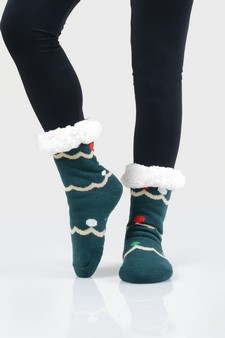 Women's Non-slip Faux Sherpa Christmas Slipper Socks style 7