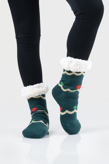 Women's Non-slip Faux Sherpa Christmas Slipper Socks style 9