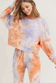 Women’s Long Sleeve Top and Jogger Tie Dye Set style 3
