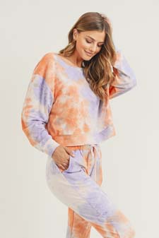 Women’s Long Sleeve Top and Jogger Tie Dye Set style 4