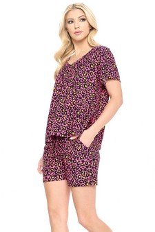 Women's Vivid Leopard Print Loungewear Set style 2