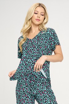 Women's Vivid Leopard Print Loungewear Top style 2