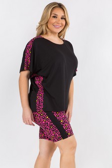 Women's Contrasting Leopard Printed Loungewear Set style 2