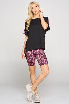 Women's Contrasting Leopard Printed Loungewear Set style 4