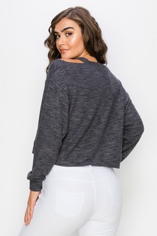 Women’s Soft Washed Off Shoulder Cropped Long Sleeve style 3