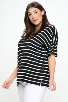 Women’s Striped Oversized Short Sleeve Top style 2