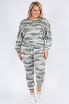 Women's French Terry Long Sleeve Vintage Camo Set - XL style 4