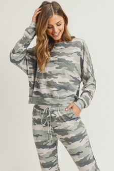 Women's French Terry Long Sleeve Vintage Camo Set (Large only) style 2