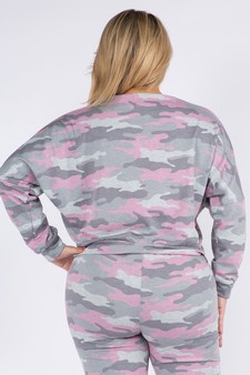 Women's French Terry Vintage Camo Pullover Top style 3