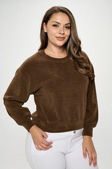 Women's Relaxed Ribbed Corduroy Long Sleeve Top (XL only) style 4