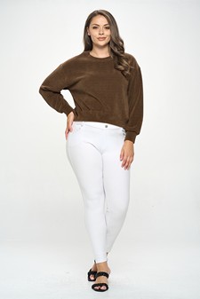 Women's Relaxed Ribbed Corduroy Long Sleeve Top (XL only) style 5