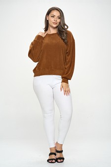 Women's Relaxed Ribbed Corduroy Long Sleeve Top (XL only) style 5