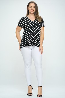 Women’s Chic in Stripes V-neck Top style 5