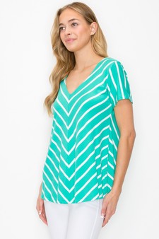 Women’s Chic in Stripes V-neck Top style 2