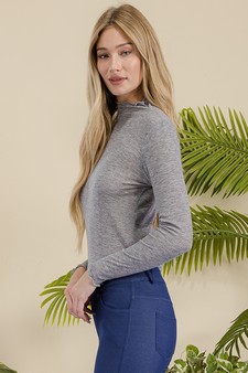 Ribbed Long Sleeve Top with Lettuce Trims style 2