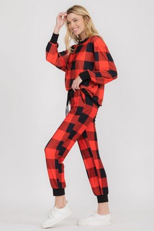 Women’s Decked Out In Plaid Christmas Loungewear Set style 2