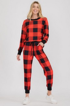 Women’s Decked Out In Plaid Christmas Loungewear Set style 4