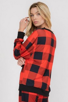 Women’s Decked Out In Plaid Christmas Loungewear Top style 3