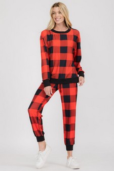 Women’s Decked Out In Plaid Christmas Loungewear Top style 5