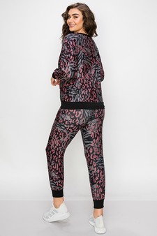 Women's Cheetah Meets Zebra Print Loungewear Set style 3