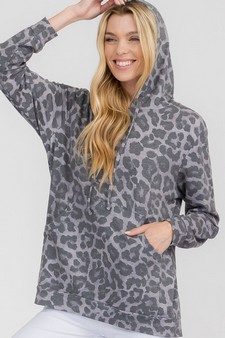 Women’s Soft Washed Vintage Cheetah Print Hoodie style 3