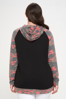 Women’s I Heart Camo Hoodie With Contrast Sleeves style 3