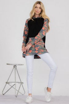 Women’s I Heart Camo Hoodie With Contrast Sleeves style 4