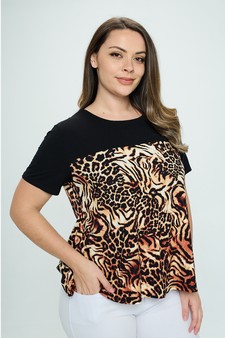 Women's Chic Cheetah Color Block Top style 4