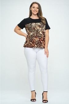 Women's Chic Cheetah Color Block Top style 5