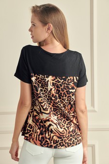 Women's Chic Cheetah Color Block Top style 3