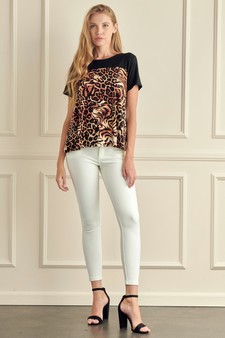 Women's Chic Cheetah Color Block Top style 5