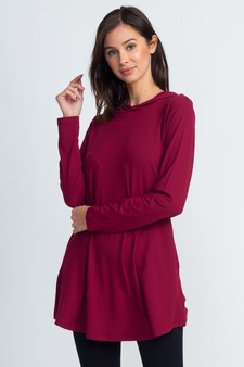 Lady's Long Sleeve Tunic Top Hoodie with Two Pockets style 5