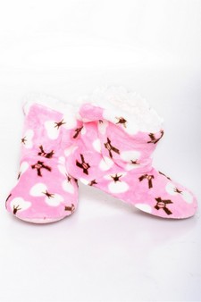 Kids Indoor Printed Plush Slipper Boots style 6