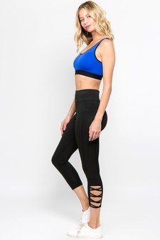 Women's Lattice Ankle Cutout Activewear Leggings (Large only) style 4