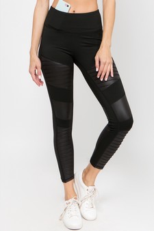 Women's Faux Leather Moto Activewear Leggings (Large only) style 3