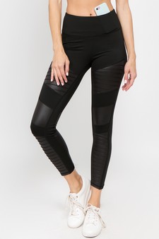 Women's Faux Leather Moto Activewear Leggings (Medium only) style 3