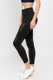 Women's Faux Leather Moto Activewear Leggings (Medium only) style 4