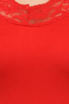 Women's Spaghetti Lace Trimmed Long Tank Top style 3
