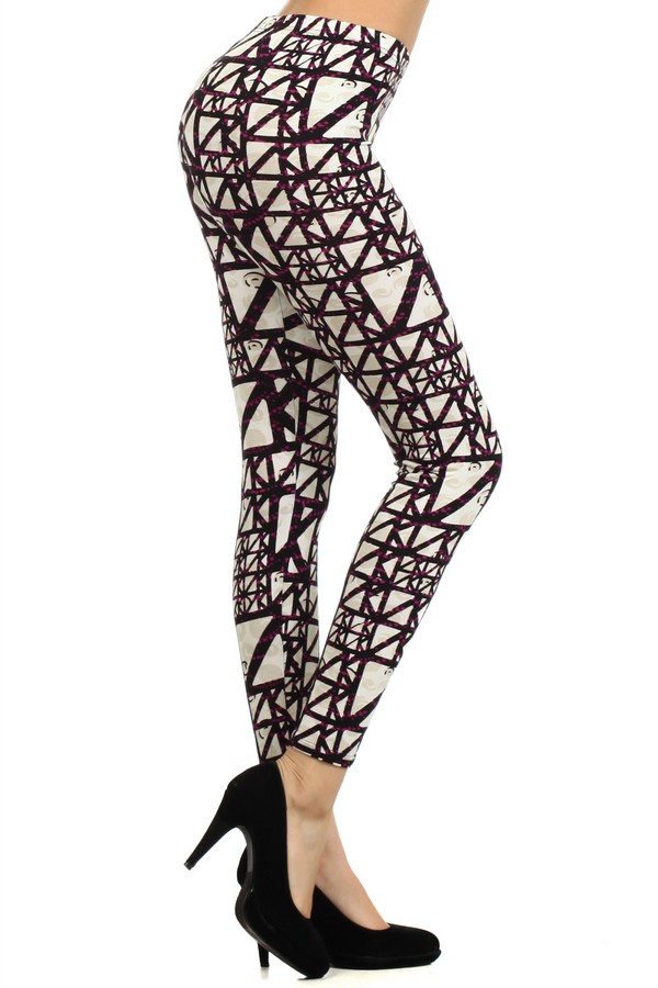 Lady's STELLA ELYSE Purple Scaffold Printed Legging - Wholesale 