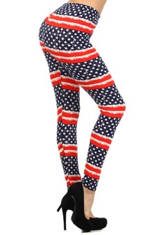 Ladies Distressed Flag Peach Skin Leggings