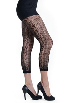 Lady's Diamondback Fashion Designed Fishnet Capri Tights