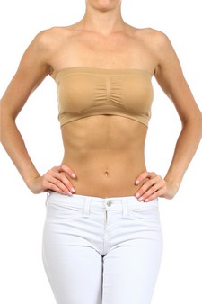 Women's Seamless Bandeau Bra Top w/Removable Pads