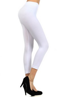 Lady's Solid Color Nylon Seamless Capri Legging