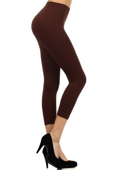 Lady's Solid Color Nylon Seamless Capri Legging