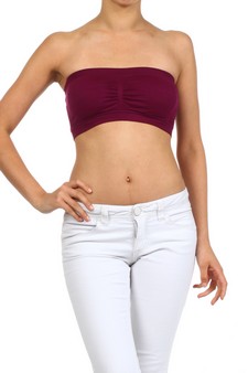 Women's Seamless Bandeau Bra Top w/Removable Pads