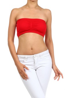 Women's Seamless Bandeau Bra Top w/Removable Pads