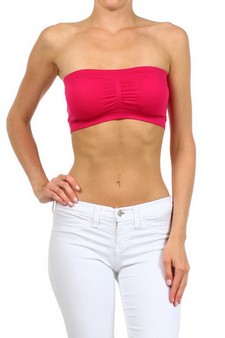 Women's Seamless Bandeau Bra Top w/Removable Pads